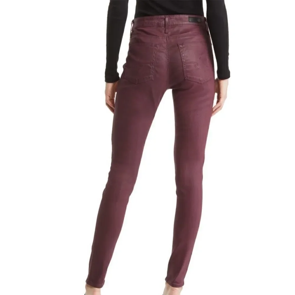 AG NWT Farrah Skinny Ankle jeans leatherette light maroon